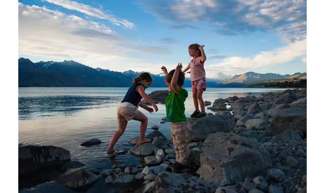 Mackenzie Lake Pukaki Kids Playing